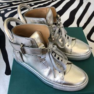 Silver Leather Buscemi Hightops 38